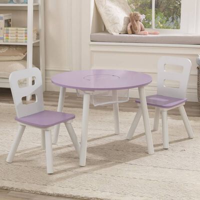 KidKraft Children's Round Storage Table and Chair Set Lavender and White