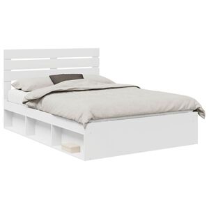 vidaXL Bed Frame with Headboard White 150 x 200 cm Solid Pine Wood