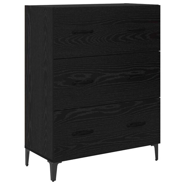 vidaXL Sideboard Black Oak 69.5 x 34 x 90 cm Engineered Wood and Iron