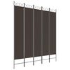 vidaXL 5-Panel Room Divider Brown 200x220 cm Fabric