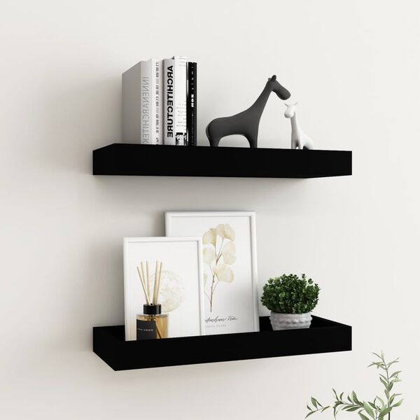 vidaXL Loggia Wall Shelves 2 pcs Black 40x15x4 cm MDF