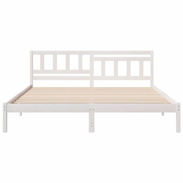 vidaXL Bed Frame with Headboard White 200 x 200 cm Solid Pine Wood