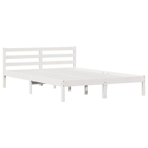 vidaXL Bed Frame White 215.5 x 145.5 x 69.5 cm Solid Pine Wood