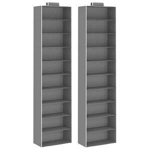vidaXL Hanging Shelf | Set of 2 | Grey and White | Fabric | 30 x 15 x 120 cm