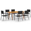 vidaXL 7 Piece Garden Dining Set Black