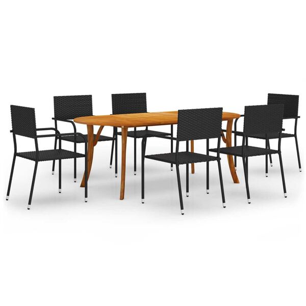 vidaXL 7 Piece Garden Dining Set Black