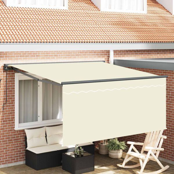 vidaXL Retractable Awning Cream 300 x 250 cm Polyester and Aluminium