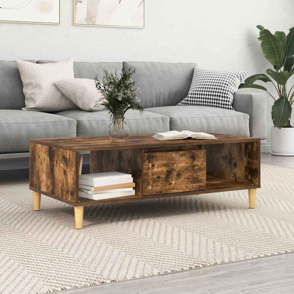 vidaXL Coffee Table Smoked Oak 102 x 55 x 35 cm Engineered Wood