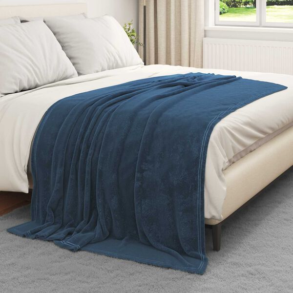 vidaXL Throw Blanket Navy Blue 150 x 200 cm Fleece