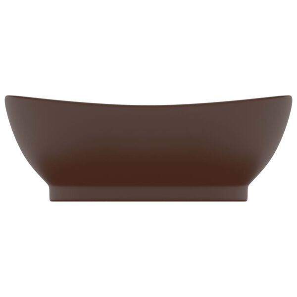vidaXL Luxury Basin Overflow Oval Matt Dark Brown 58.5x39 cm Ceramic
