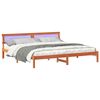 vidaXL Bed Frame with Headboard Wax Brown 200 x 200 cm Solid Pine Wood