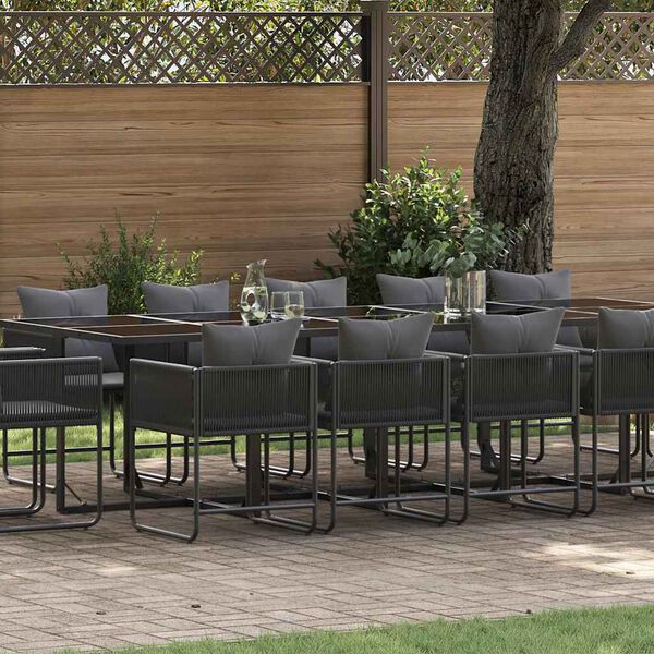 vidaXL Garden Dining Set 15 pcs Black Steel