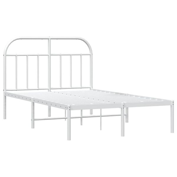 vidaXL Metal Bed Frame without Mattress with Headboard White 120x190cm