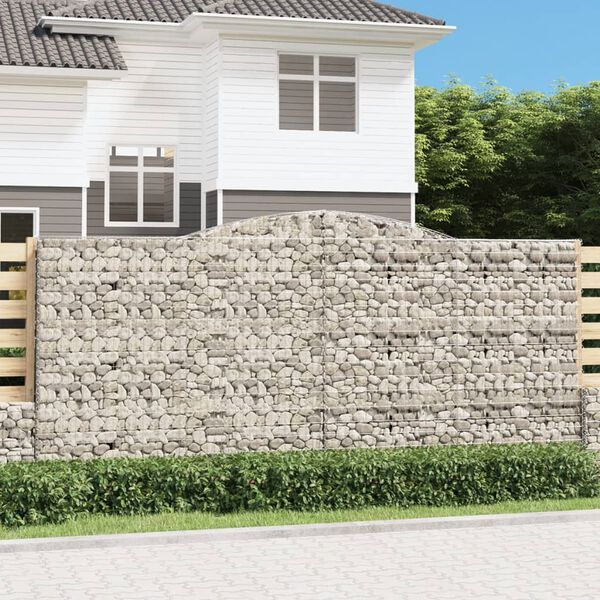 vidaXL Arched Gabion Baskets 3 pcs 400x30x180/200 cm Galvanised Iron