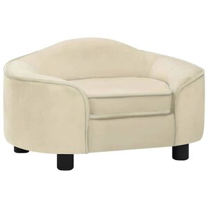 vidaXL Dog Sofa | Cream | Plush, Solid Pinewood, Foam | 67 x 47 x 36 cm