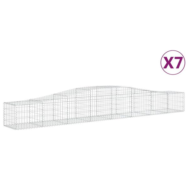 vidaXL Arched Gabion Baskets 7 pcs 400x50x40/60 cm Galvanised Iron