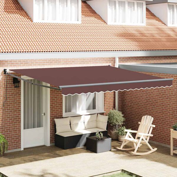 vidaXL Manual Retractable Awning Brown 400x300 cm