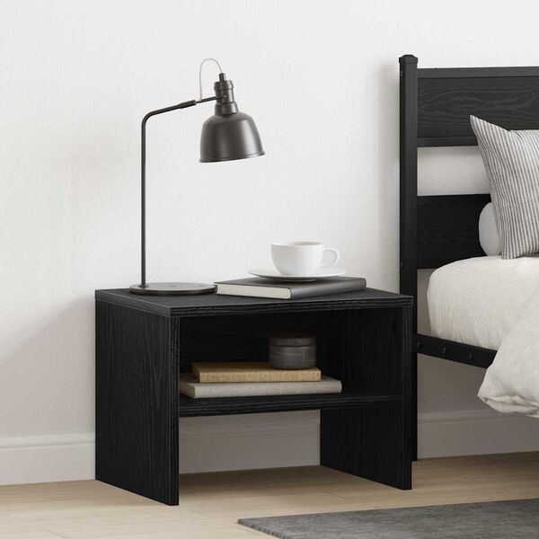 vidaXL Bedside Cabinet Black oak 40 x 40 x 30 cm Engineered wood
