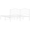 vidaXL Metal Bed Frame without Mattress with Headboard White 183x213cm