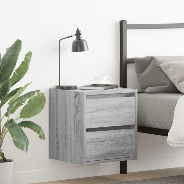 vidaXL Wall-mounted Bedside Cabinets 2 pcs Grey Sonoma 38x34x40 cm