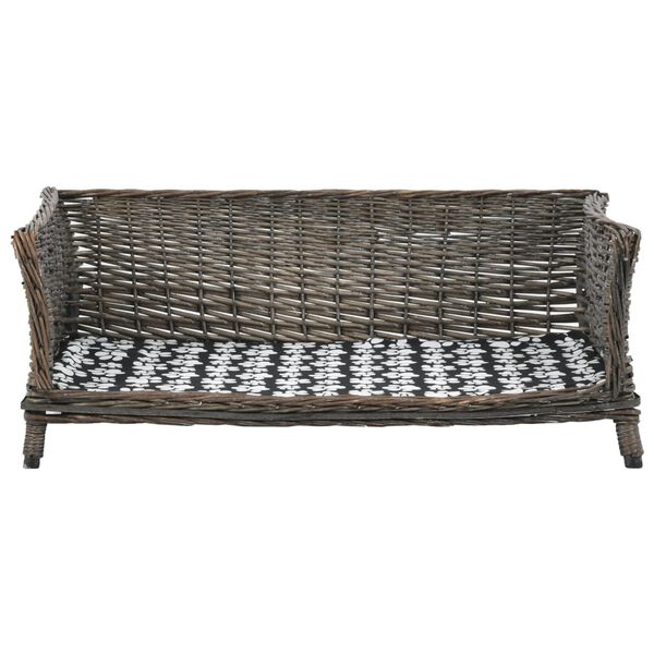 vidaXL Dog Basket with Cushion Grey 90x54x35 cm Natural Willow