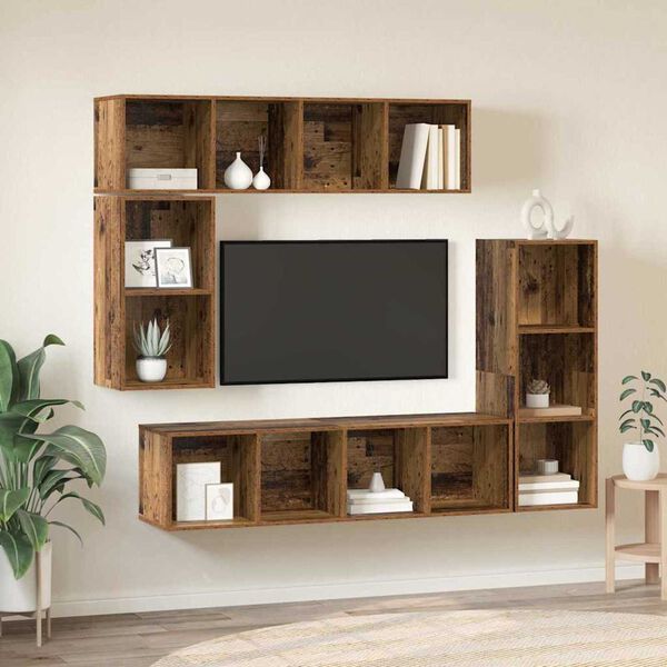 vidaXL TV Cabinet Set Wall-mounted 4 pcs Old Wood Engineered Wood