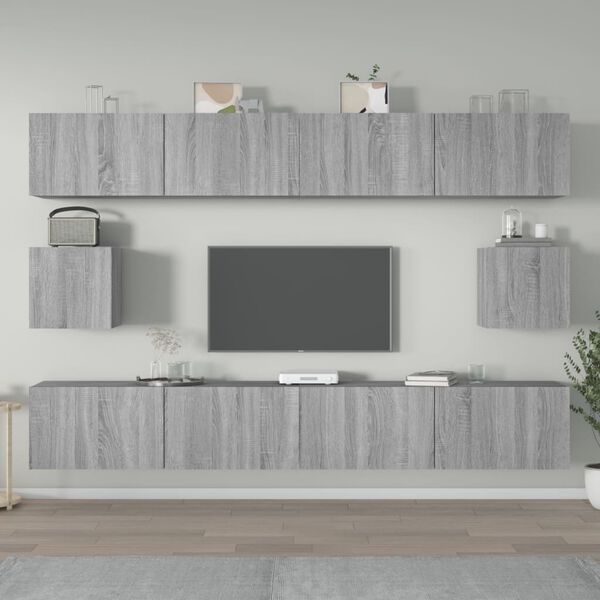 vidaXL 6 Piece TV Cabinet Set Grey Sonoma Engineered Wood
