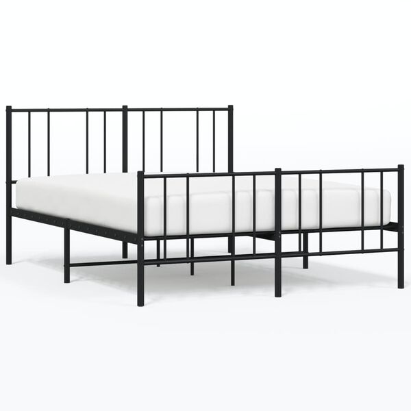 vidaXL Metal Bed Frame without Mattress with Footboard Black 140x200cm