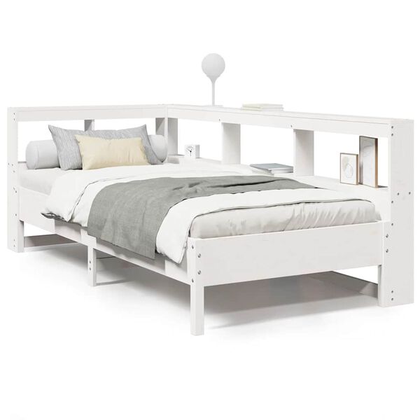 vidaXL Bookcase Bed without Mattress White 90x190 cm Solid Wood Pine