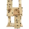 vidaXL Cat Tree with Sisal Scratching Posts 170 cm Paw Prints Beige