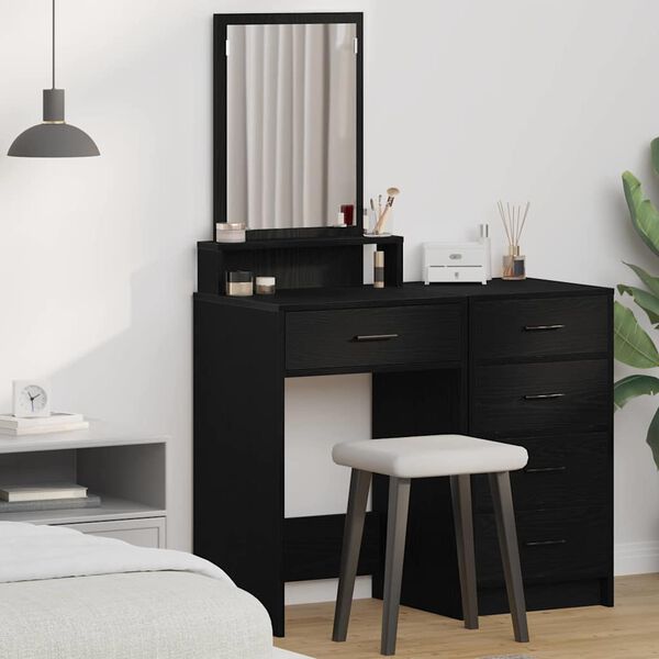vidaXL Dressing Table Black Oak 50 x 41 x 140 cm Engineered Wood