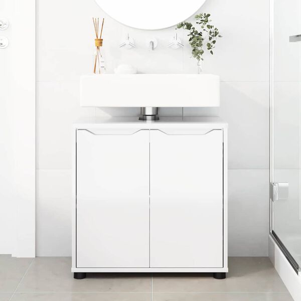 vidaXL Bathroom Basin Cabinet Manual High Gloss White 60 x 30 x 60 cm