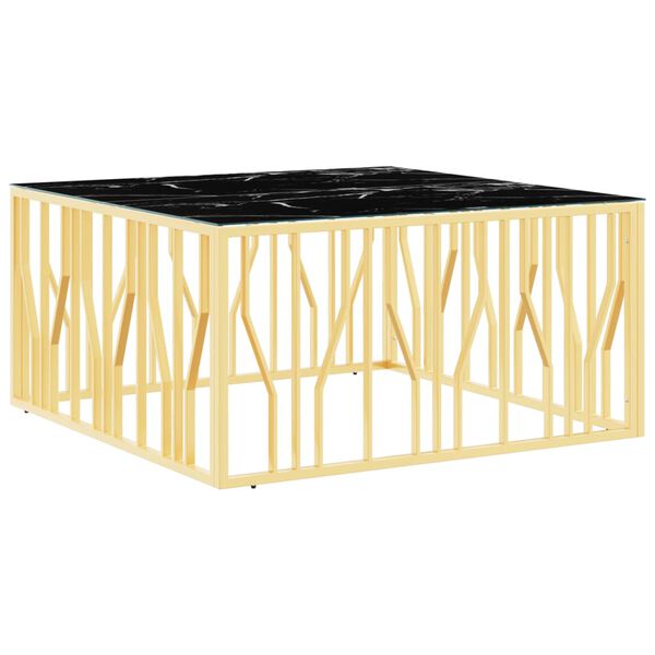 vidaXL Coffee Table Gold 100x100x50 cm Stainless Steel and Glass