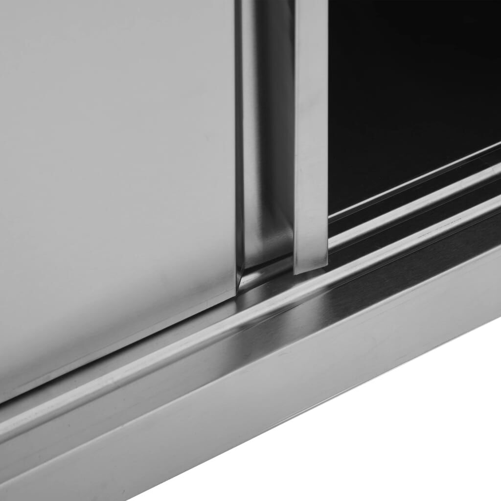 vidaXL Kitchen Wall Cabinet with Sliding Doors Storage Cupboard Kitchen Equipment Wall-Mounted Cabinet Kitchenware Stainless Steel 90cm 