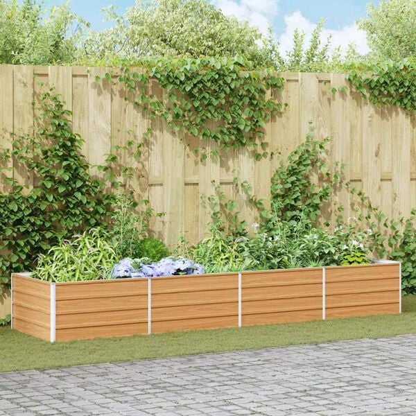 vidaXL Garden Raised Bed 320x80x45 cm Galvanized Steel Silver