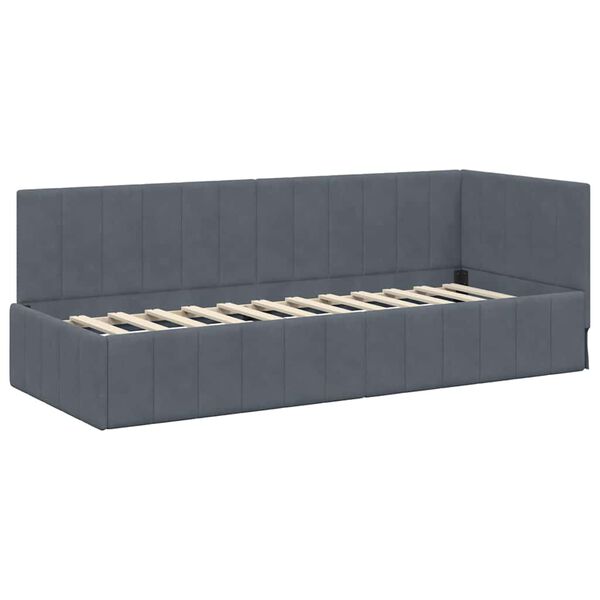 vidaXL Corner Bed Frame with Headboard Dark Grey 80 cm x 200 cm Velvet