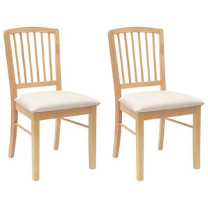 vidaXL Dining Chairs 2 pcs Natural 50 x 52.5 x 91 cm Solid Rubber Wood