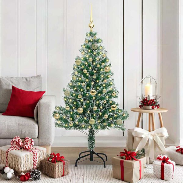 vidaXL Artificial Christmas Tree Snow Flocked with LED Light 150 cm