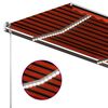 vidaXL Manual Retractable Awning with LED 400x300 cm Orange and Brown