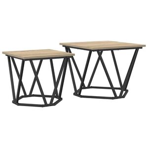 vidaXL Side Table Set 2 pcs Sonoma Oak Engineered Wood and Steel