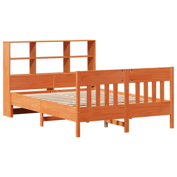 vidaXL Bed Frame without Mattress Wax Brown 150x200 cm King Size Solid Wood Pine