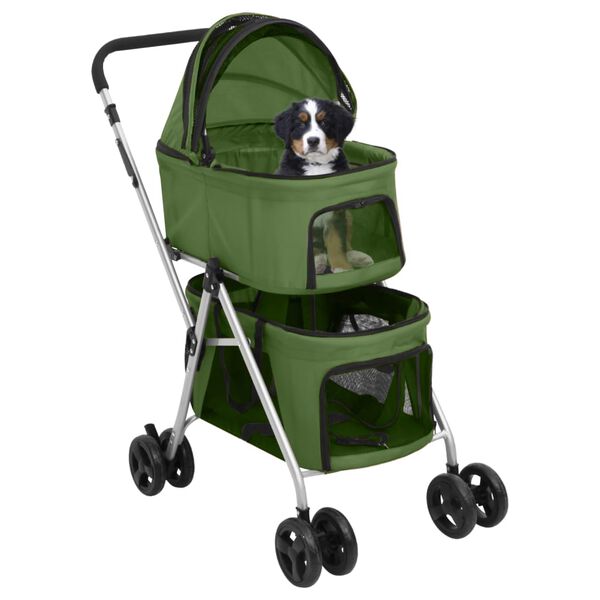 vidaXL 2-Layers Folding Dog Stroller Green 83x48x97 cm Oxford Fabric