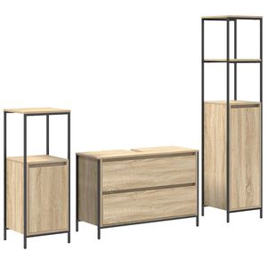 vidaXL Bathroom Furniture Set 3 pcs Sonoma Oak Engineered Wood