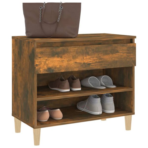 vidaXL Shoe Cabinet Smoked Oak 70x36x60 cm Engineered Wood