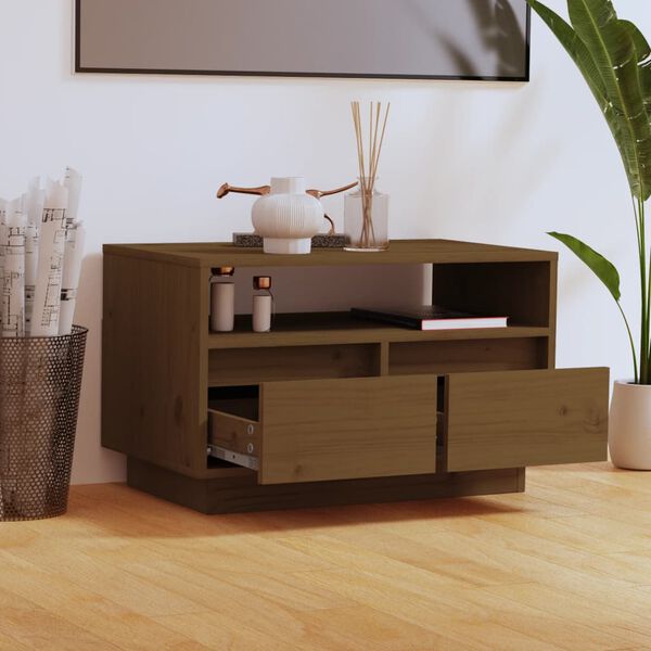 vidaXL TV Cabinet Honey Brown 60x35x37 cm Solid Wood Pine