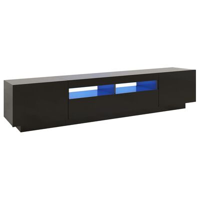 vidaXL TV Cabinet with LED Lights Black 200x35x40 cm