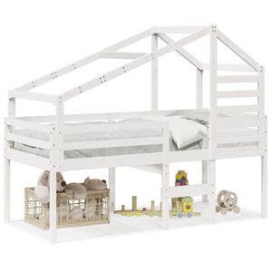 vidaXL High Sleeper Bed without Mattress White 90x200 cm Solid Wood Pine