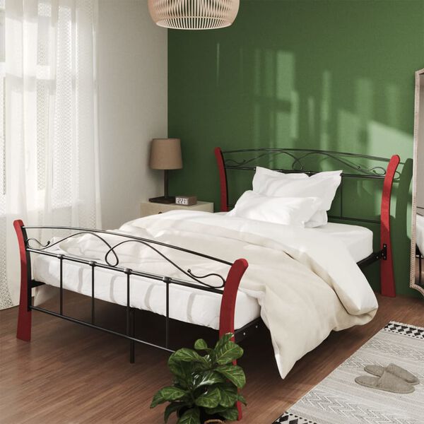 vidaXL Bed Frame without Mattress Black Metal 120x200 cm