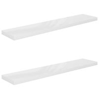vidaXL Floating Wall Shelves 2 pcs High Gloss White 120x23.5x3.8 cm MDF