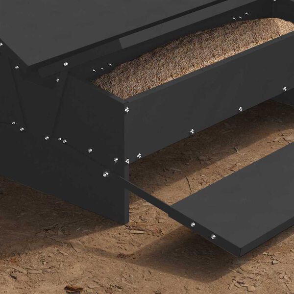 vidaXL Chicken Treadle Feeder Black 75 x 53 x 20.5 cm